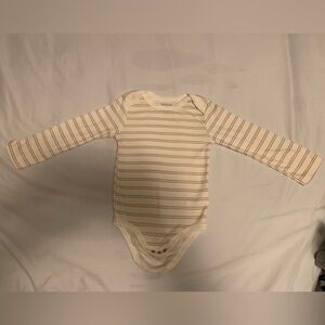 Badgley Mischka Cream and Tan Striped Kids Bodysuit